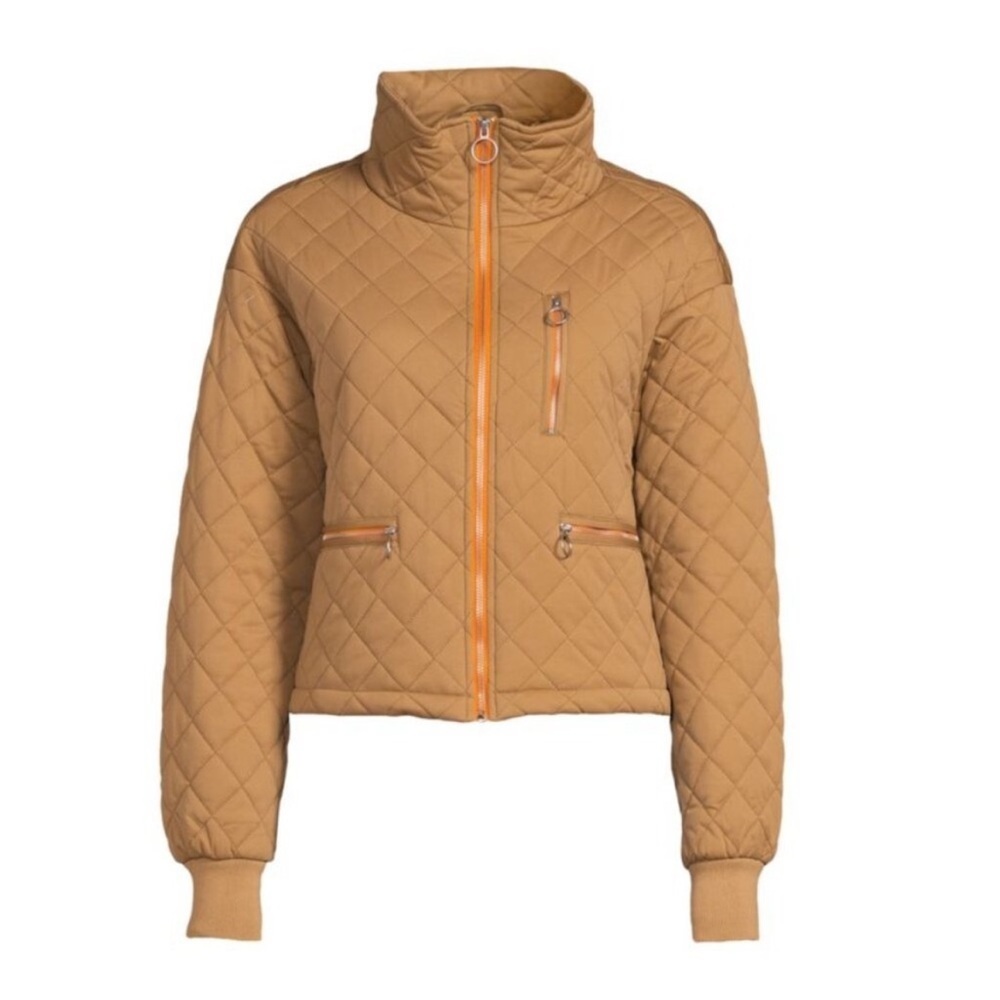 Anthropologie Avec Les Filles Tan & Orange Cropped Quilted Jacket S - Picture 3 of 11